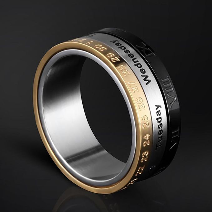 Titanium 3 Colors Calendar Rotating Ring