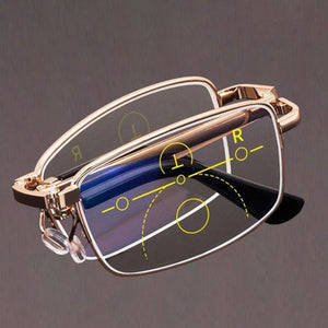 Golden Foldable Reading Glasses with Anti-fatigue Blue Light Protection