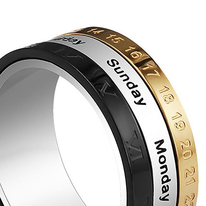 Titanium 3 Colors Calendar Rotating Ring