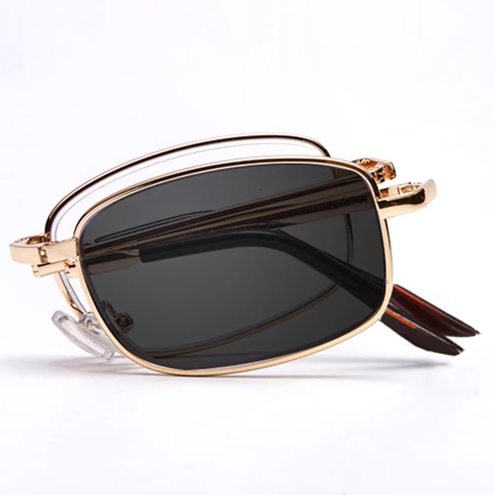 Golden Foldable Reading Glasses with Anti-fatigue Blue Light Protection