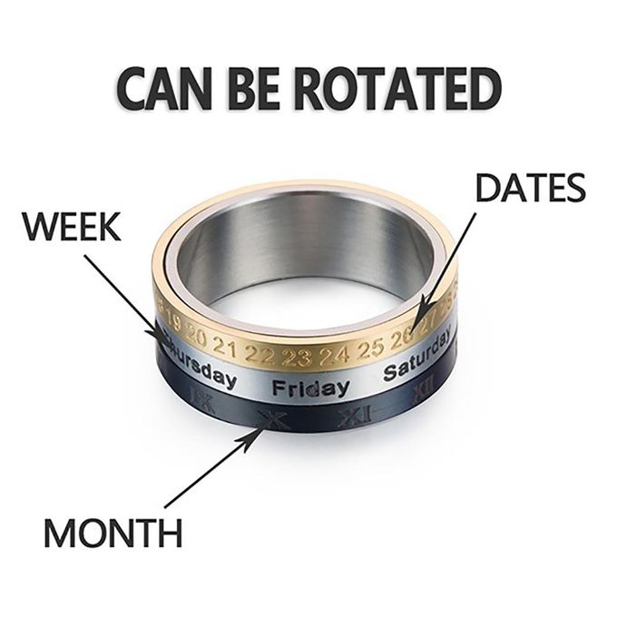 Titanium 3 Colors Calendar Rotating Ring