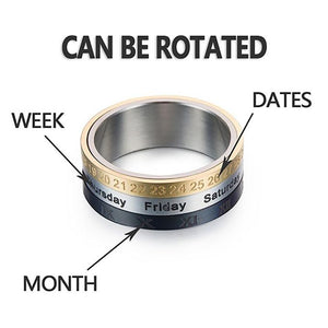 Titanium 3 Colors Calendar Rotating Ring