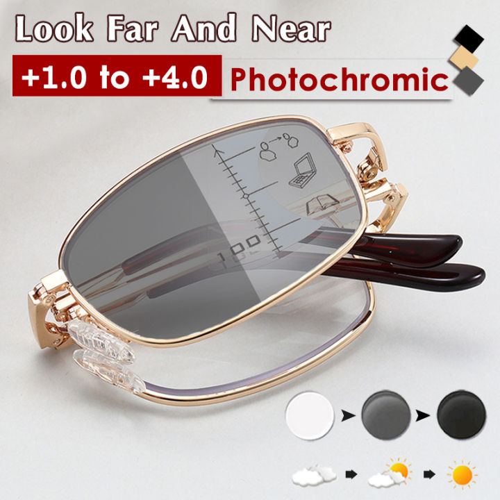 Golden Foldable Reading Glasses with Anti-fatigue Blue Light Protection