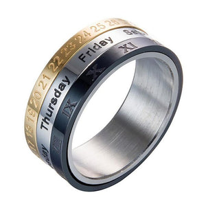 Titanium 3 Colors Calendar Rotating Ring