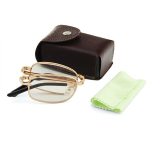 Golden Foldable Reading Glasses with Anti-fatigue Blue Light Protection
