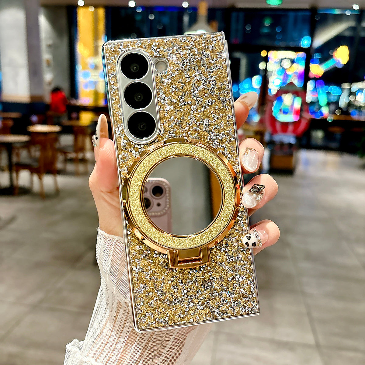 Sparkling Galaxy XYZ Fold Case with Mirror Stand
