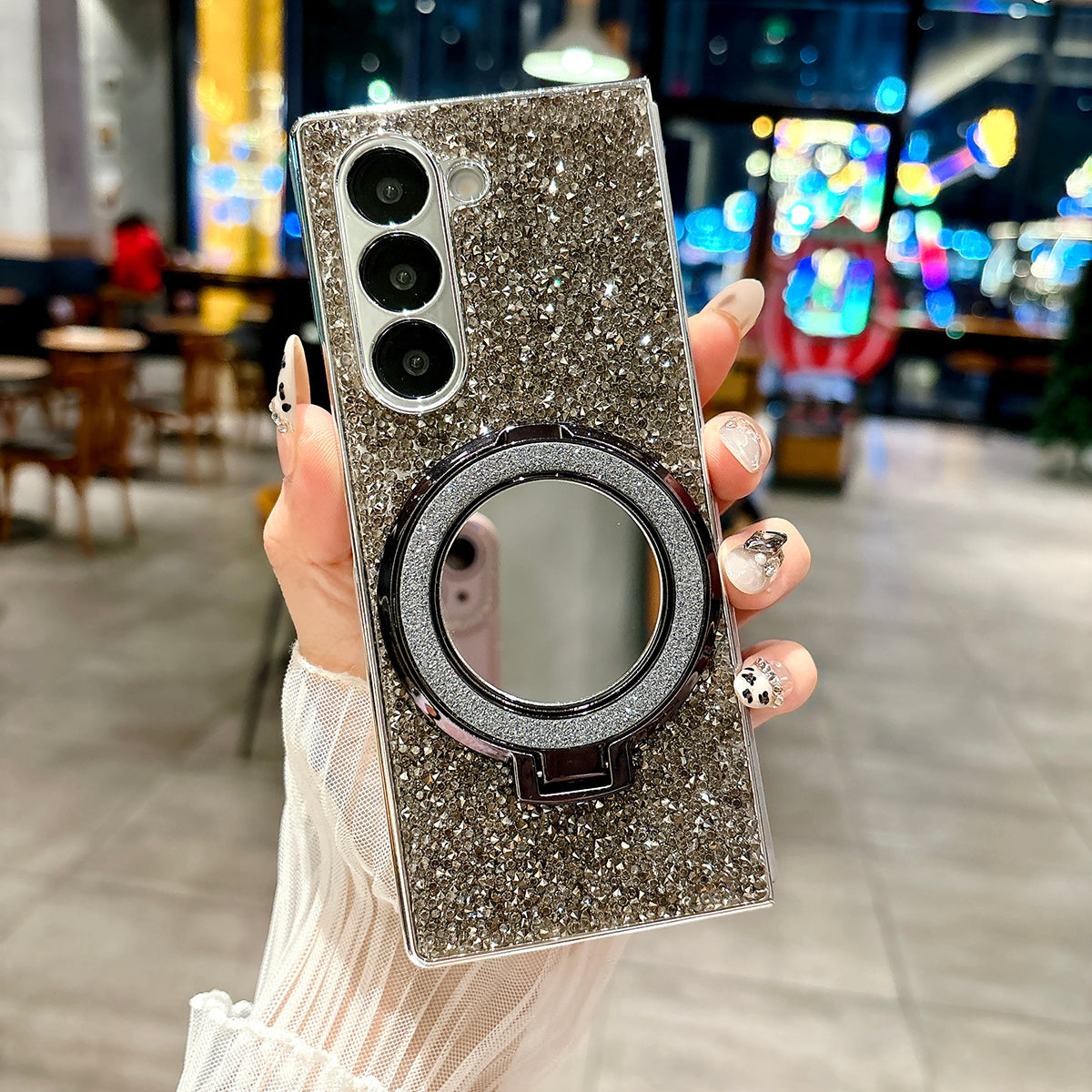 Sparkling Galaxy XYZ Fold Case with Mirror Stand