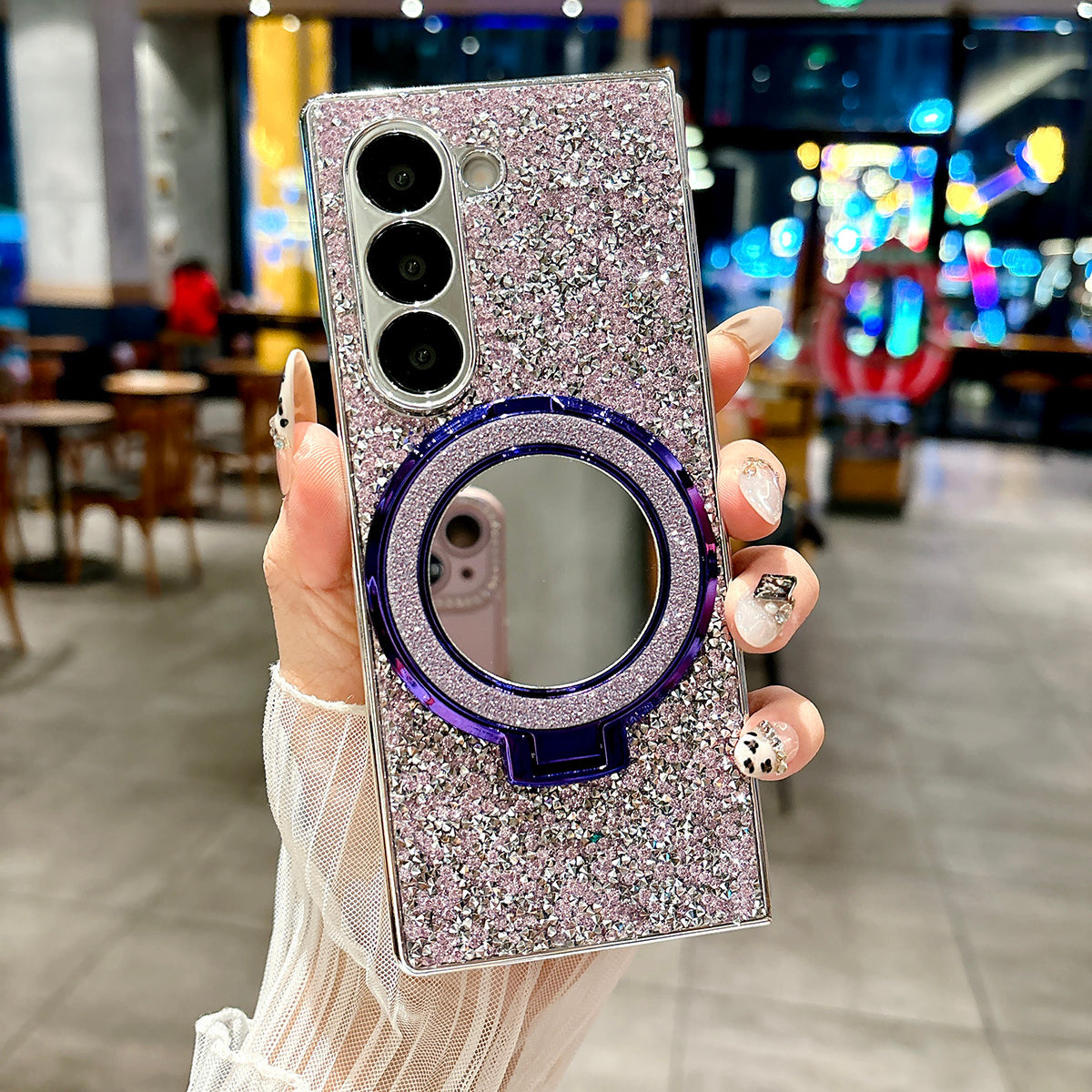 Sparkling Galaxy XYZ Fold Case with Mirror Stand