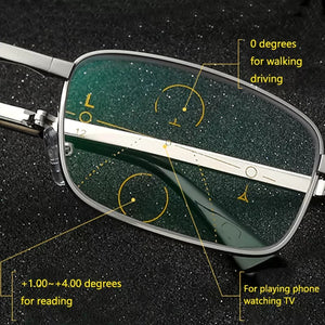 Golden Foldable Reading Glasses with Anti-fatigue Blue Light Protection