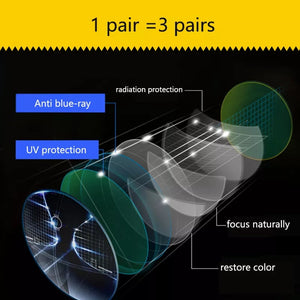 Golden Foldable Reading Glasses with Anti-fatigue Blue Light Protection