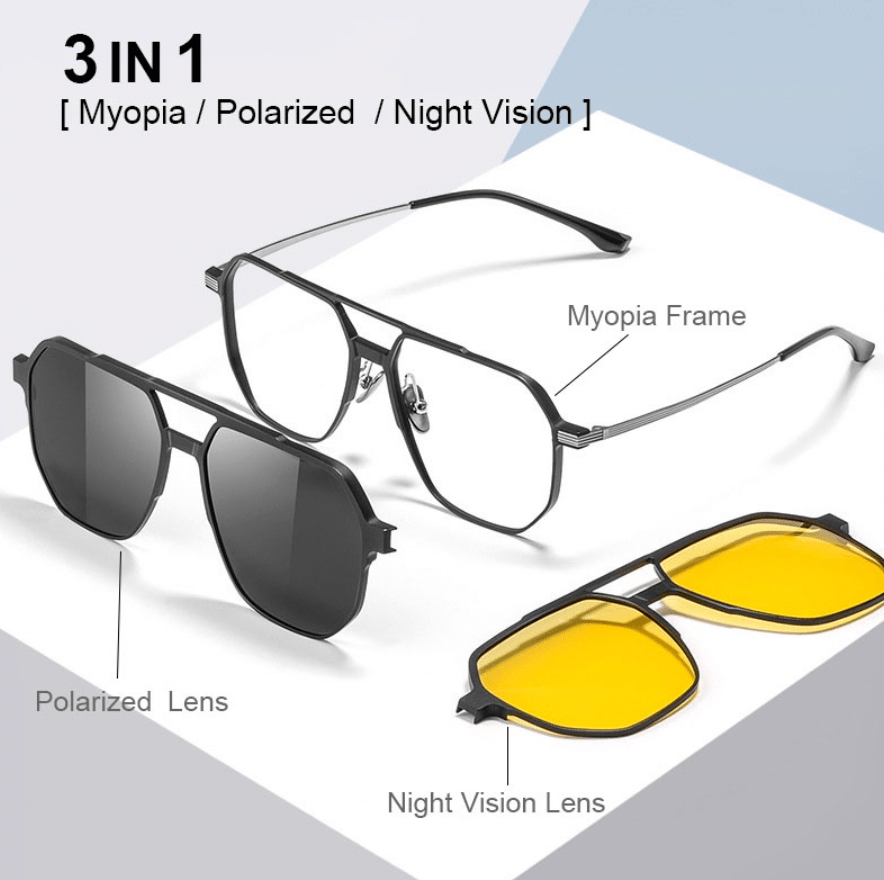 3 in 1 Magnetic Blue Light, Night Driving & Photochromic Glasses