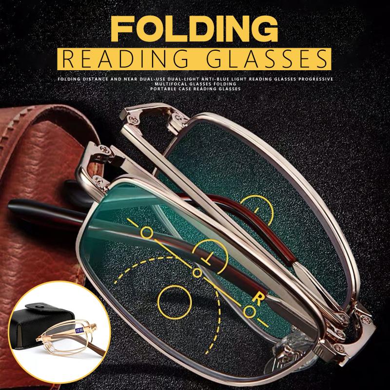 Golden Foldable Reading Glasses with Anti-fatigue Blue Ray Protection