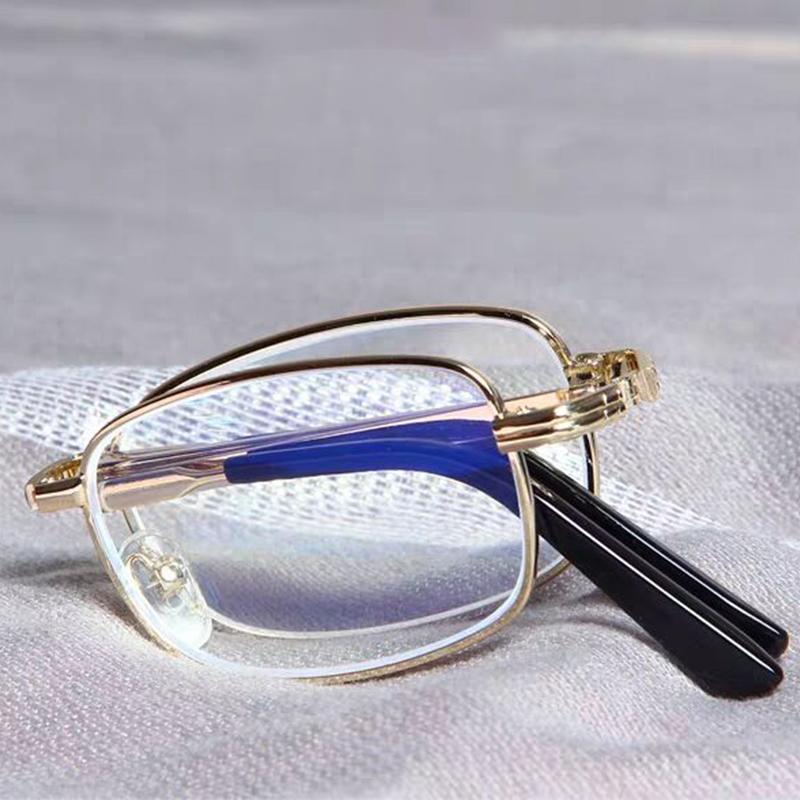 Golden Foldable Reading Glasses with Anti-fatigue Blue Ray Protection