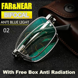 Golden Foldable Reading Glasses with Anti-fatigue Blue Ray Protection