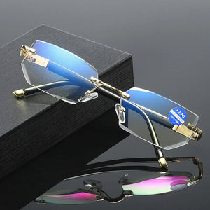 Original Diamond Cut Rimless Anti Blue Light Presbyopic Prescription Glasses