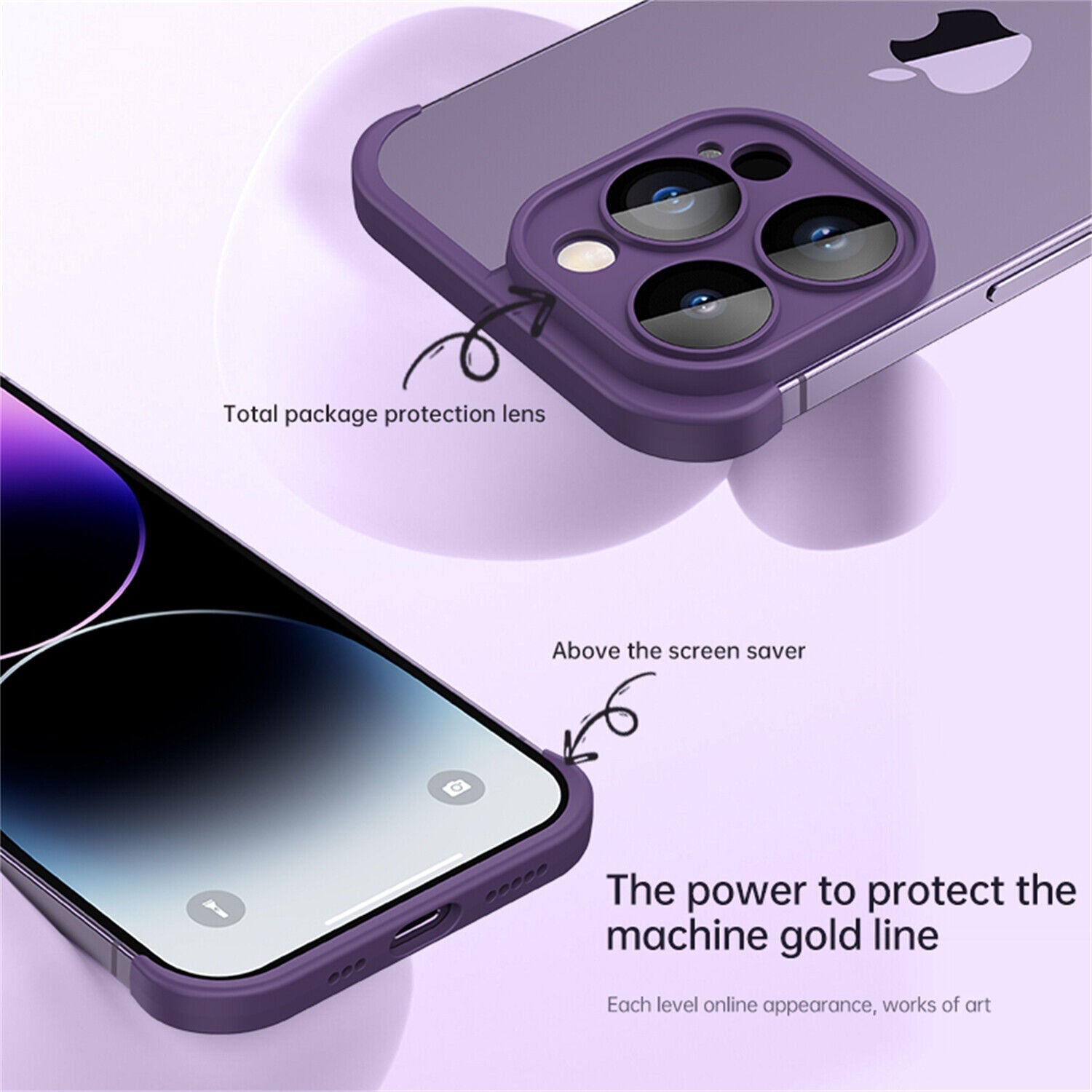 Frameless iPhone Bumper Case with Camera Lens Protector